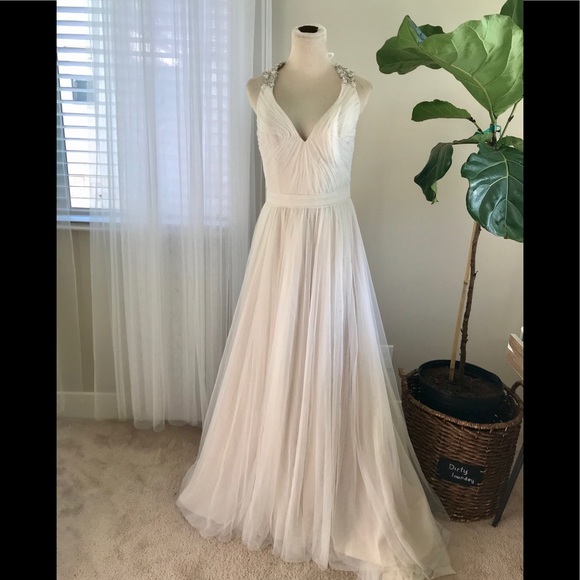 - Bliss Monique Lhuillier tulle beaded wedding dress - Picture 5 of 6